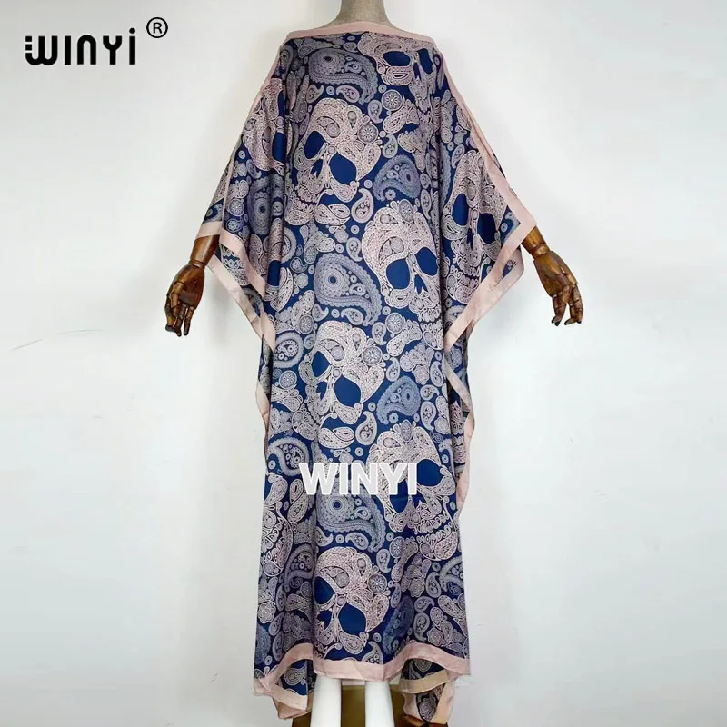 Printed Dresses For Women 2021 Fashion Design Loose Dress Batwing Maxi Long Femme Vestidos Summer Autumn Party Elegant Dress