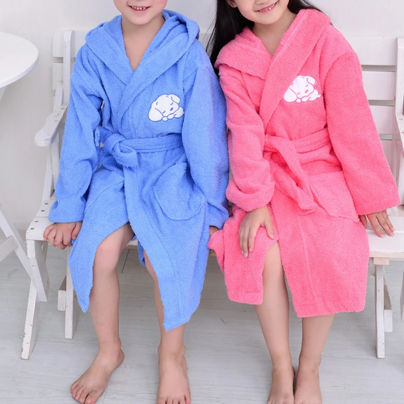 Peignoir en pur coton pour enfants, vêtements de nuit pour garçons et filles, optique, serviette chaude, chemise de nuit, vêtements de détente