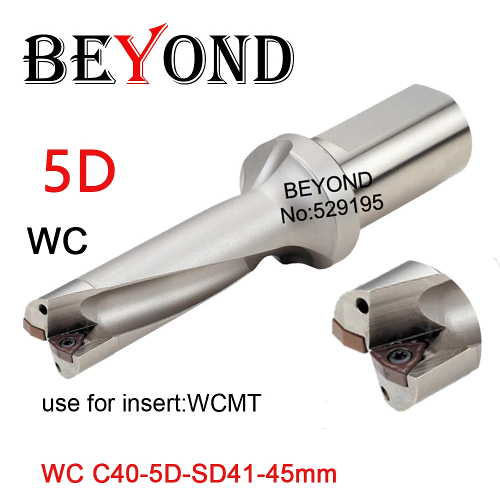 

BEYOND WC type U drill 5D 41-45mm 42 43 44 indexable U Drilling bit WCMT080412 WCMX insert Cooling port fast drill lathe cnc