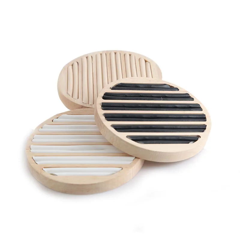 Espositore per anelli in legno grande capacità 6 slot lunghi inserto in pelle unico portaoggetti per gioielli orecchino vetrina organizzatore