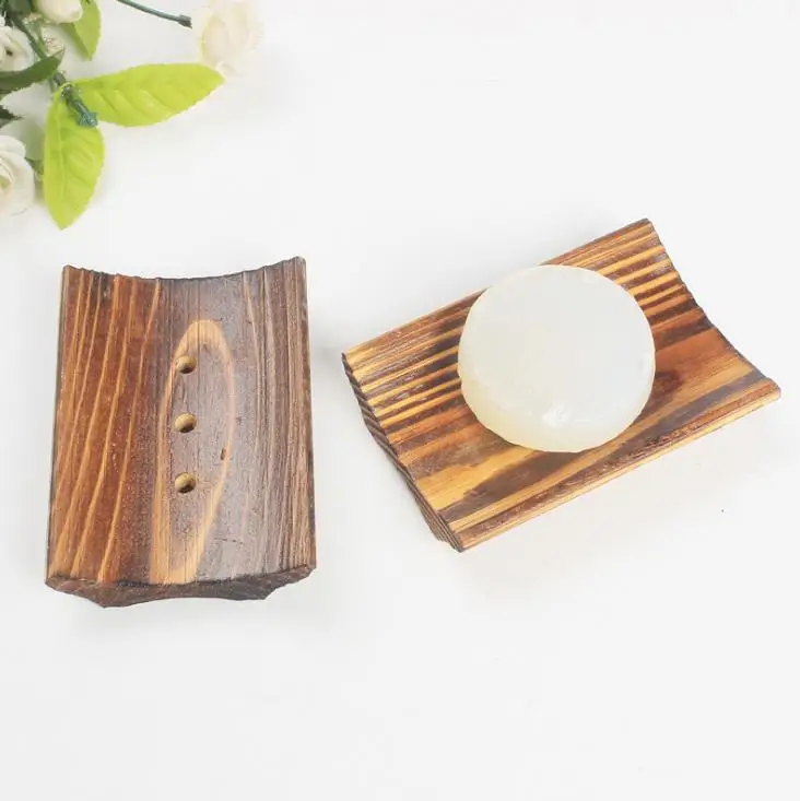 Black Color Wooden Soap Tray Bathroom Soap Holder Drain Water With 3 Holes Soap Dish Bath Accessories New Arrival SN3726