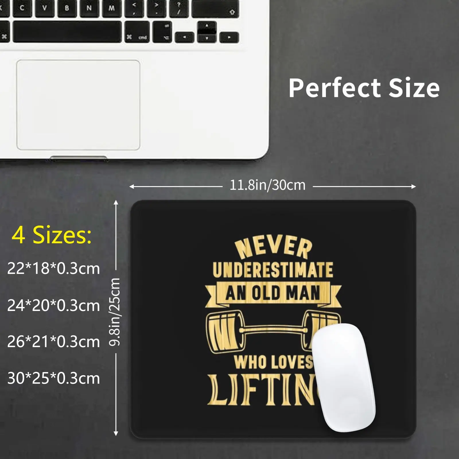 Old Man Weightlifter Weightlifting Mouse Pad DIY Print Fitness Weightlifting Bodybuilder Gym Workout Old