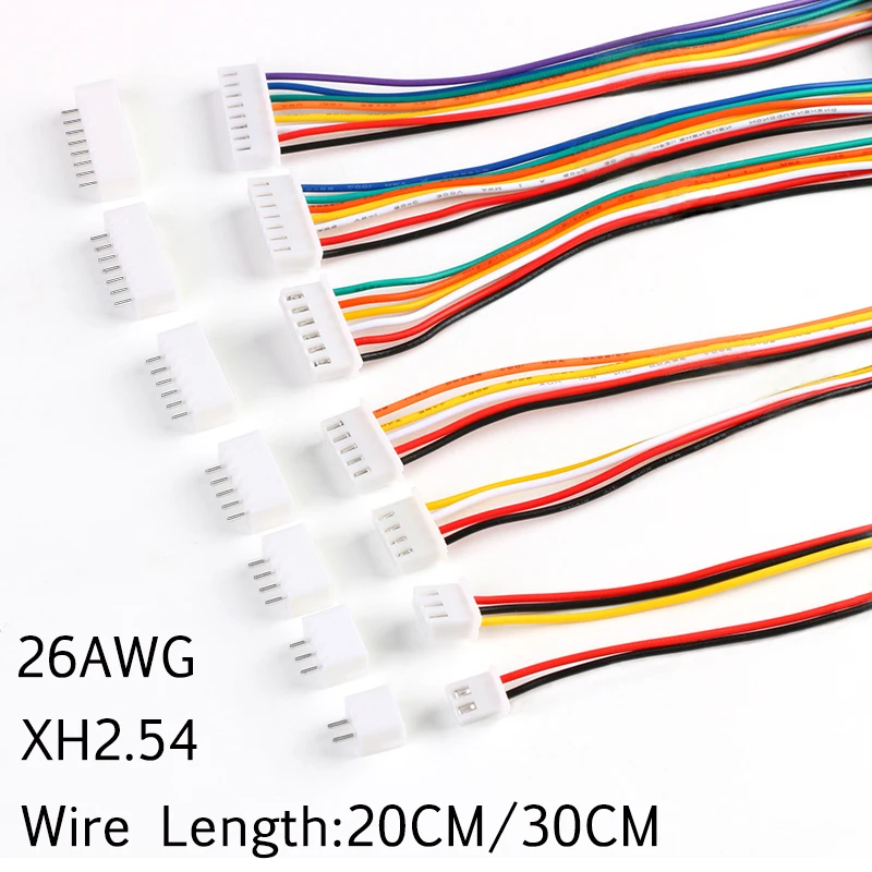 5 zestawów 2/3/4/5/6/7/8/9/10 pinów męskie żeńskie gniazdo wtykowe JST XH2.54 XH 2.54mm 30cm długość drutu 26AWG złącze kabla drutu