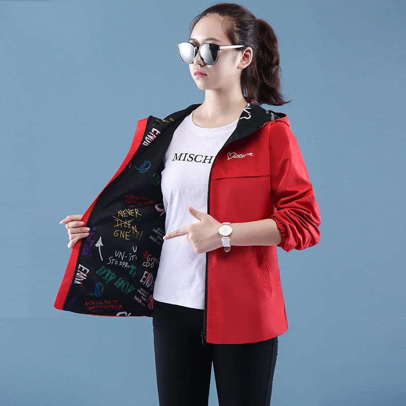 Double-Faced Jacket Women Short Outerwear 2025 New Spring Autumn Jackets Female Hooded  Loose Bomber Jacket