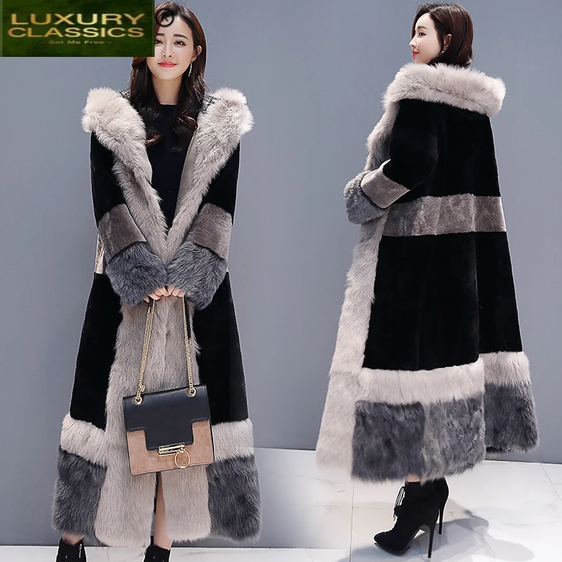 Women Winter Clothes Coat 2021 Korean Thick Warm Faux Fur Coat Ladies Long Fur Jacket + Large Fur Collar Hiver TF81260