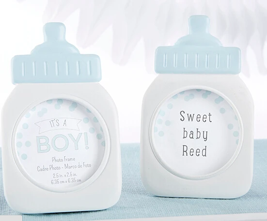 Decorative Blue/Pink Baby Bottle Shape Photo Frame Home Decor Baby Shower Creative Gift 12pcs