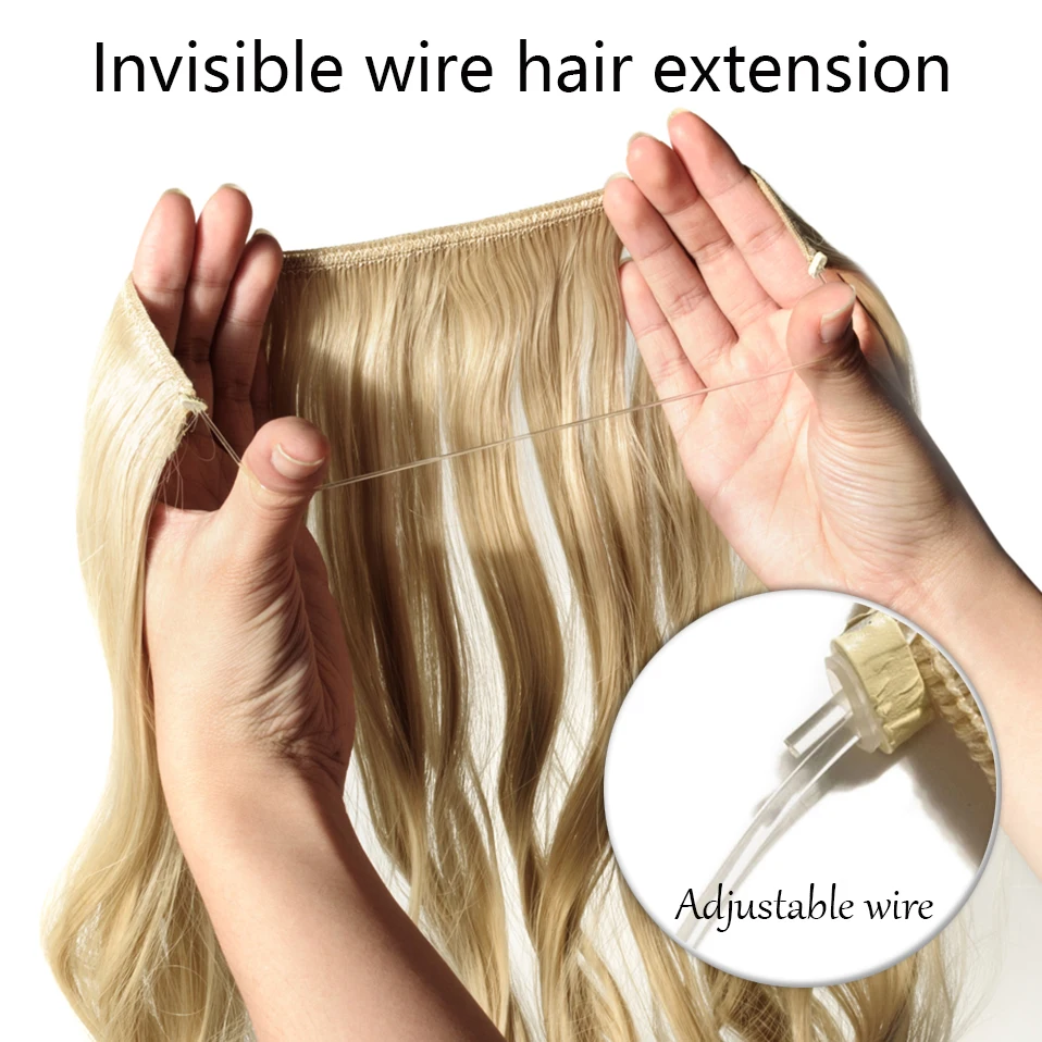 Extensiones de cabello ondulado sin Clip, postizo sintético de Color puro, negro Natural, Rubio, una pieza