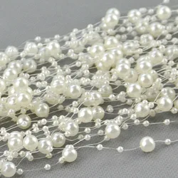 8mm+3mm Fishing Line Artificial Pearls Jewelry Beads Chain String Garland Flowers DIY Wedding Party Decoration Supply