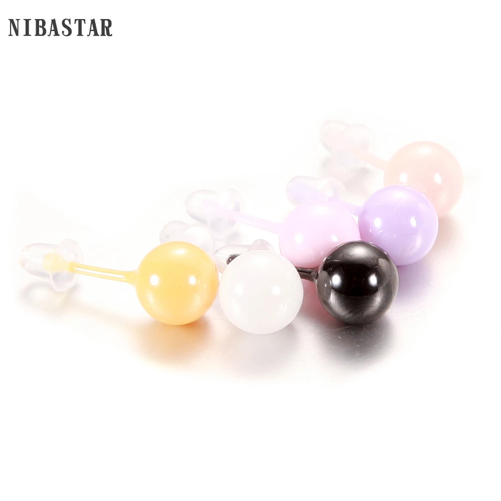 Cute Stud 8mm  Ball Ceramic Earrings  For Women Girl Fashion Kids Jewelry Anti-allergy Party  Earring Ceramic Jewellry