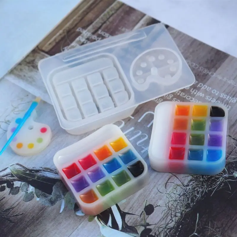 Handmade Palette Pigment Brush Resin Mold Paint Tray Box Keychain Pendant Epoxy Resin Casting Mold Jewelry Making Tools DropShip