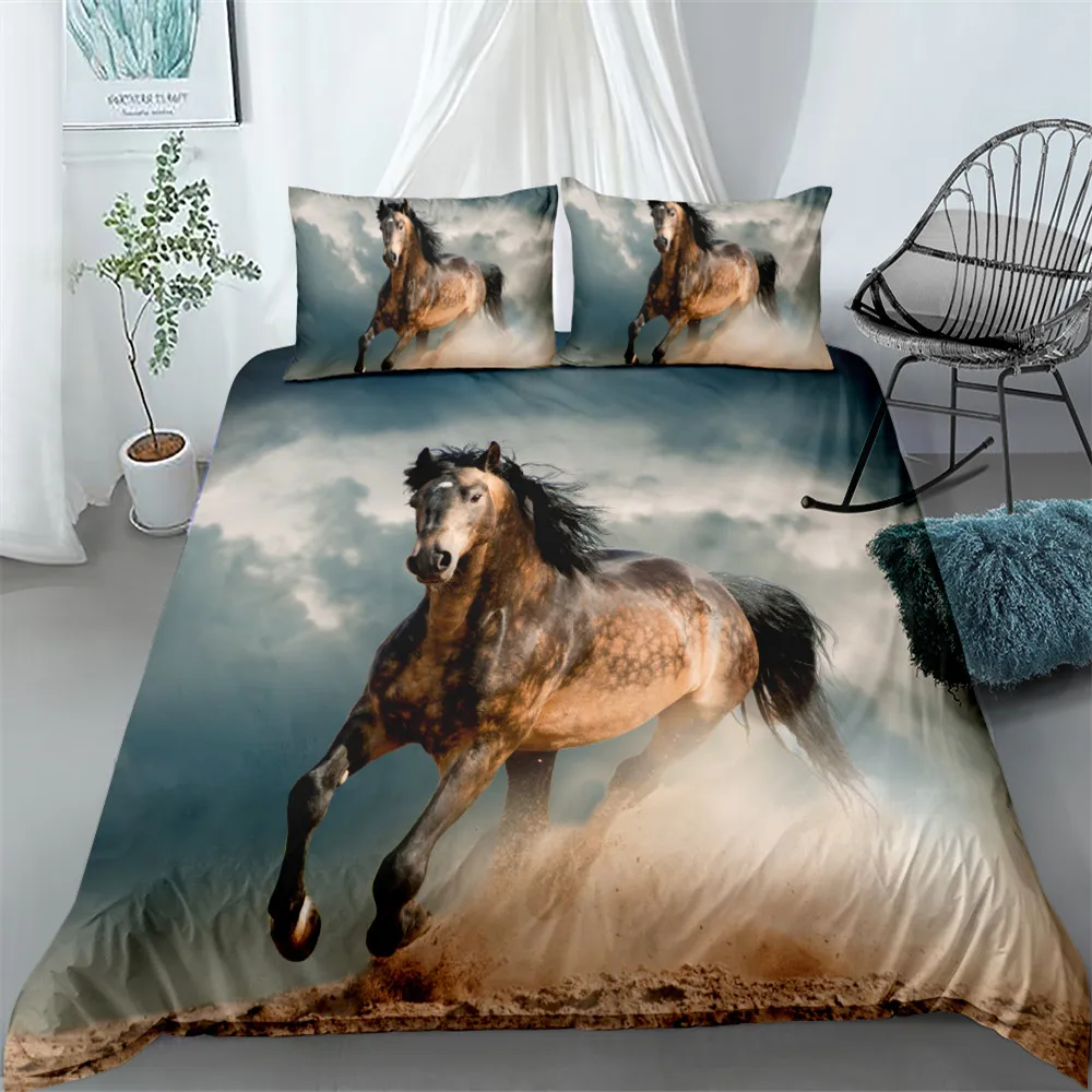 Imagem -05 - Oiling Running Horse Duvet Doona Cover Grupo Solteiro Duplo Duplo Rainha Rei Cal Cama King Size Conjunto Roupa 3d