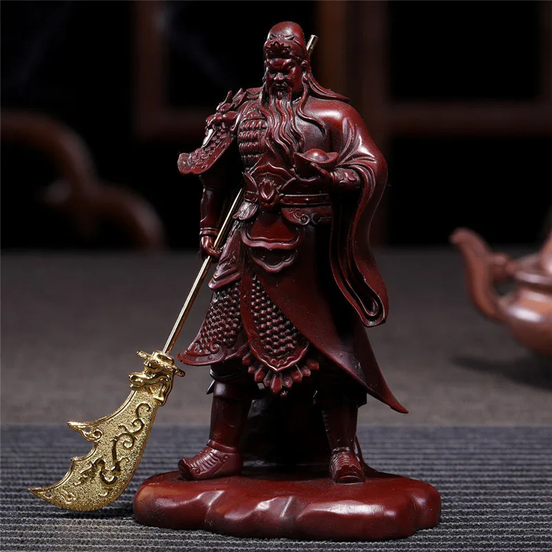 Chinese Feng Shui Guan Gong Buddha Statue Bronze Color Handmade Resin Crafts Big Buddha Sculpture Figurines Home Decoration