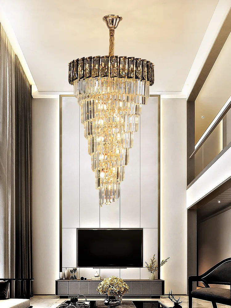 

Modern Staircase K9 Crystal Atmospheric Chandelier Corridor Crystal Lamp Luxury Home Decoration Indoor Lighting Long Chain Lamp