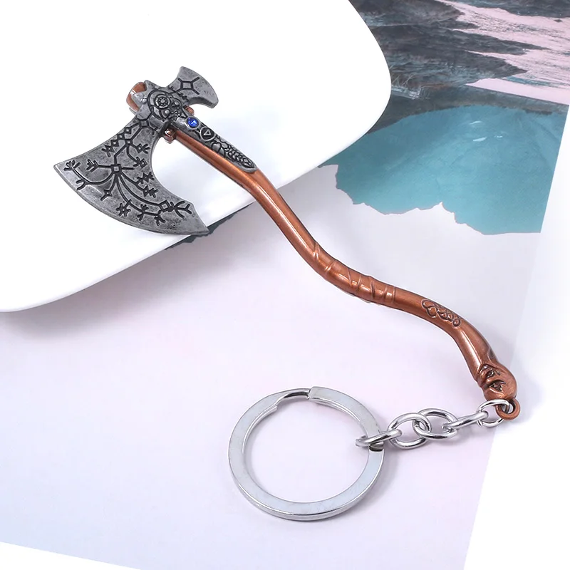 God of War 5 Kratos Leviathan Axe Key Chain Guardian Shield Pendant Keychain for Women Men Fans Car Keyring Jewelry