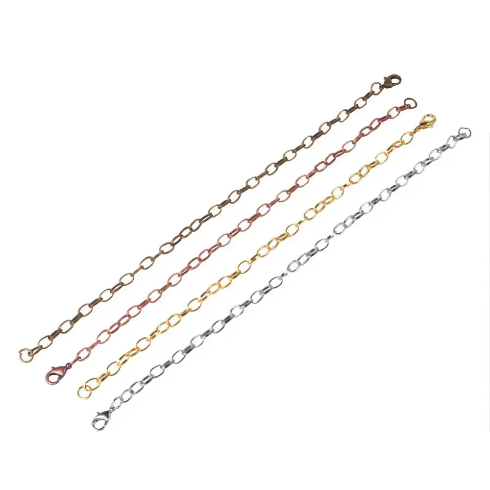 10pcs Metal Cross Chain Jewelry Findings for Bracelet Making DIY with Lobster Claw Clasps Golden/Silver/Antique Bronze/Black