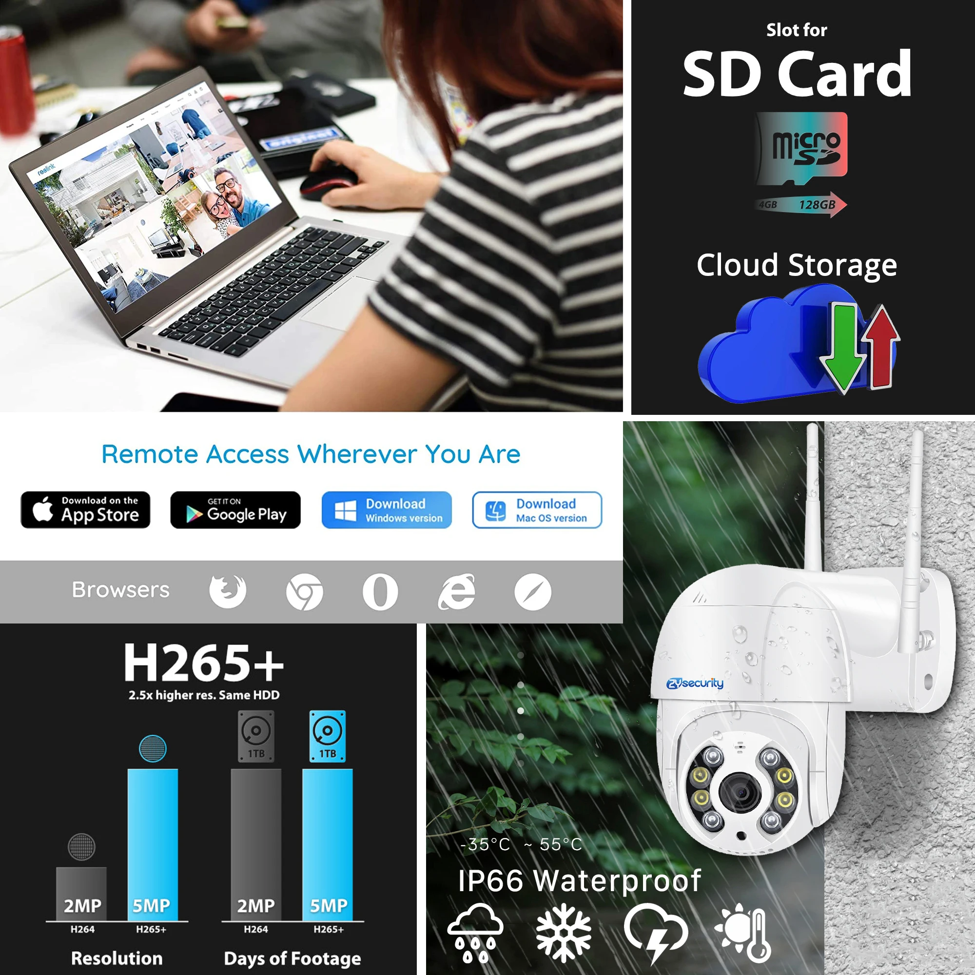 8MP 4K Wireless PTZ Camera HD 1080P Color Night Vision Wifi IP Camera Outdoor H.265 3MP Ai Auto Tracking CCTV Surveillance Camer