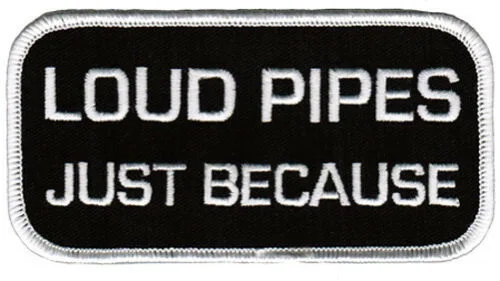 

Hot! LOUD PIPES JUST BECAUSE - IRON-ON BIKER PATCH NEW EMBROIDERED Slogan Save Lives (≈ 10.6-6.6 cm )