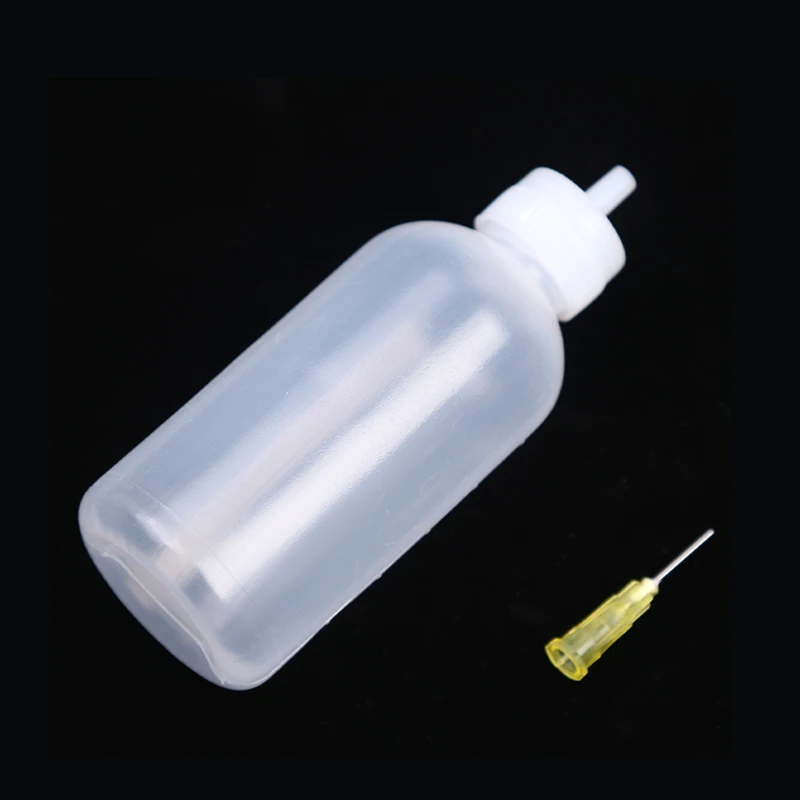 1Pcs 50ml Plastic Rosin Flux Alcohol Bottle Dispenser Dispensing Bottle Liquid Oil dropper bottles With 1 needle DIY tools