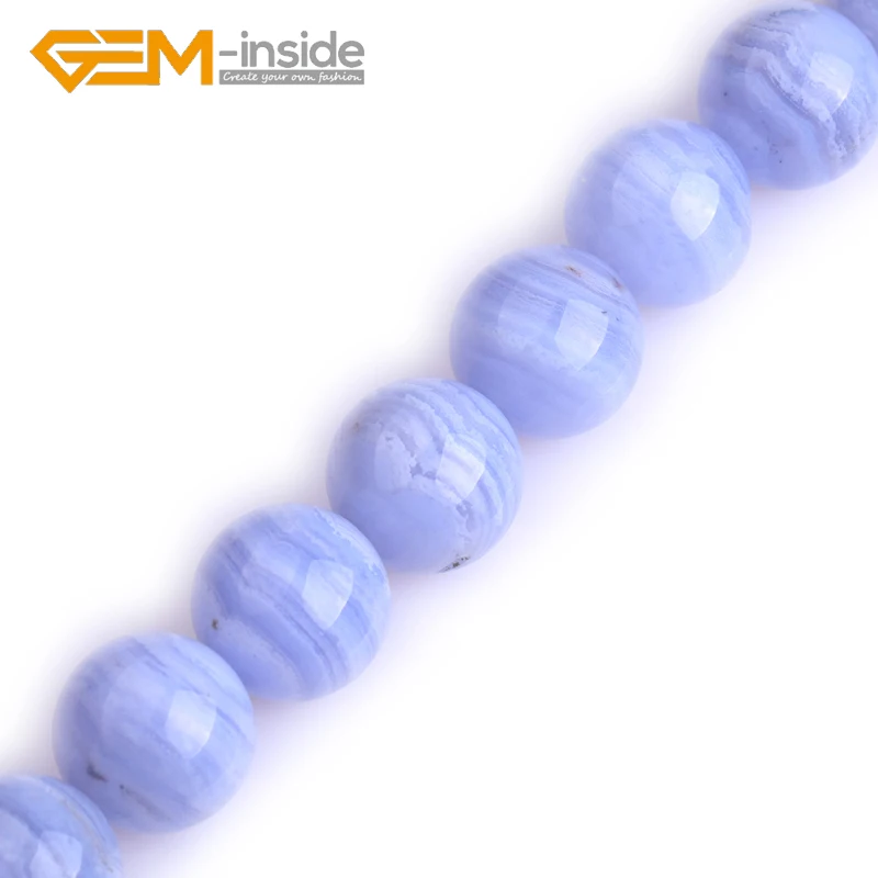 Natural AA Grade Chalcedony Round Semi Precious Faceted/Smooth Beads Blue Beads for Jewelry Making 15\