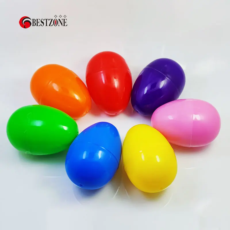 10Pcs 55*80MM Easter Eggs Plastic Happy Funny Toy Surprise Container 3 Inches Gift Colorful Party Decorations For Kids