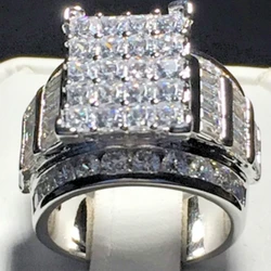 Fashion Jewelry Women White Zircon Wedding Rings Engagement Bridal Ring
