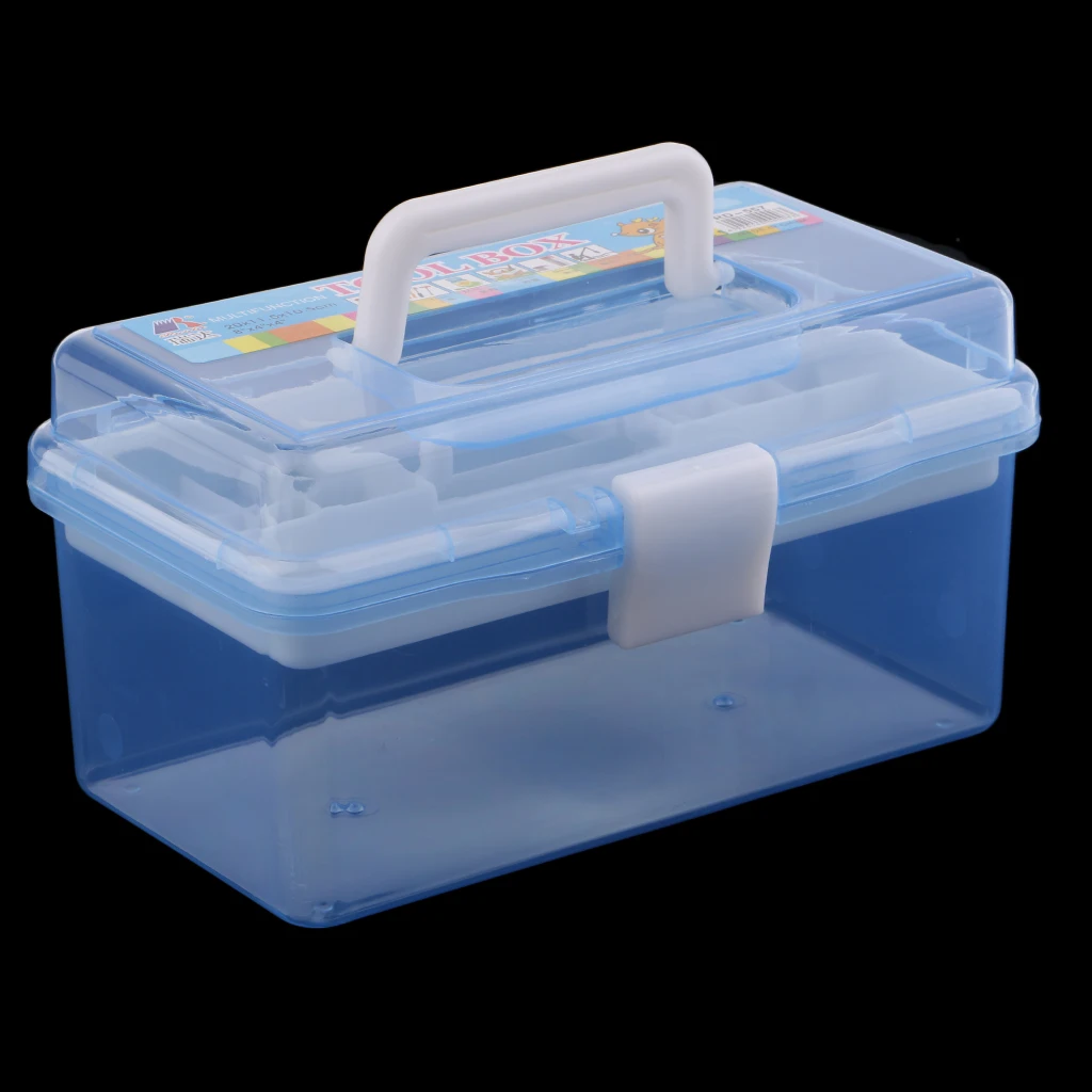 2 Layer Plastic Sewing Jewelry Painting Tools Box Storage Box Organizer Pink/Blue Jewelry Tools Accessories