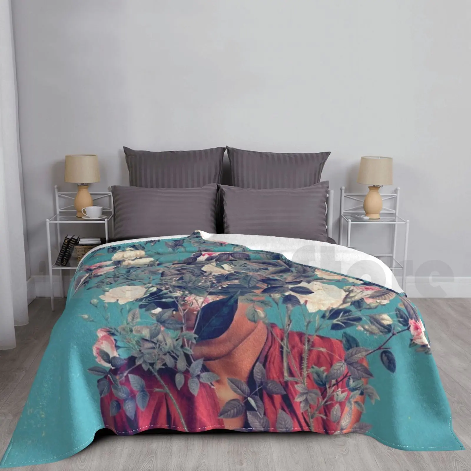 The First Noon I Dreamt Of You Blanket Fashion Custom Frank Moth Vintage Retro Floral Collage Digital Collage