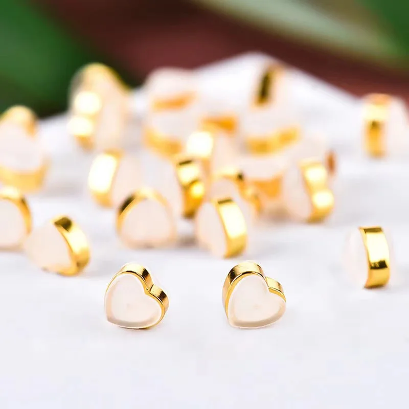 20/40pcs Heart Soft Silicone Ear Stoppers Copper Ring Ear Plugs For Jewelry Making DIY Earring Accessories