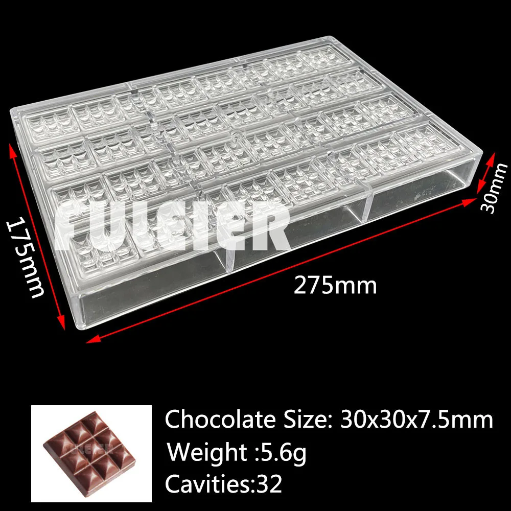 5.6g  Cube Polycarbonate Chocolate Bar Mold  Baking Pastry Sweets BonBon Cake Candy Square Bar Mould Confectionery Tool Bakeware