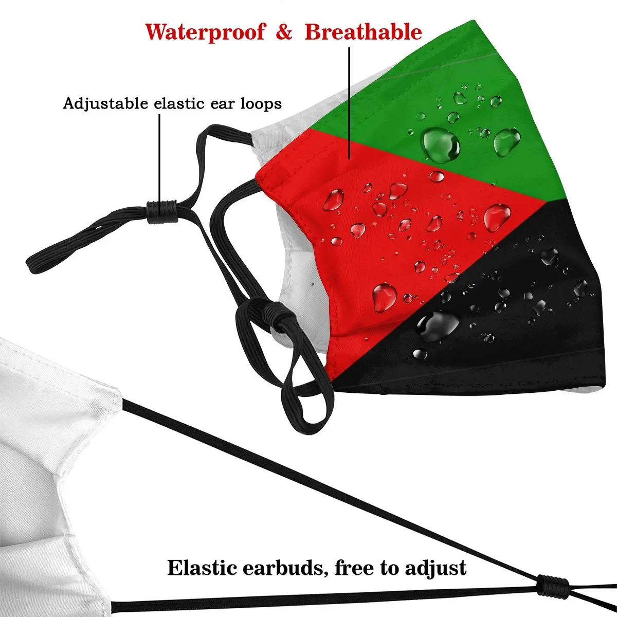 Martinique In Red Green And Black 1 R265 Humor Graphic R265 Activated Carbon Filter Mask