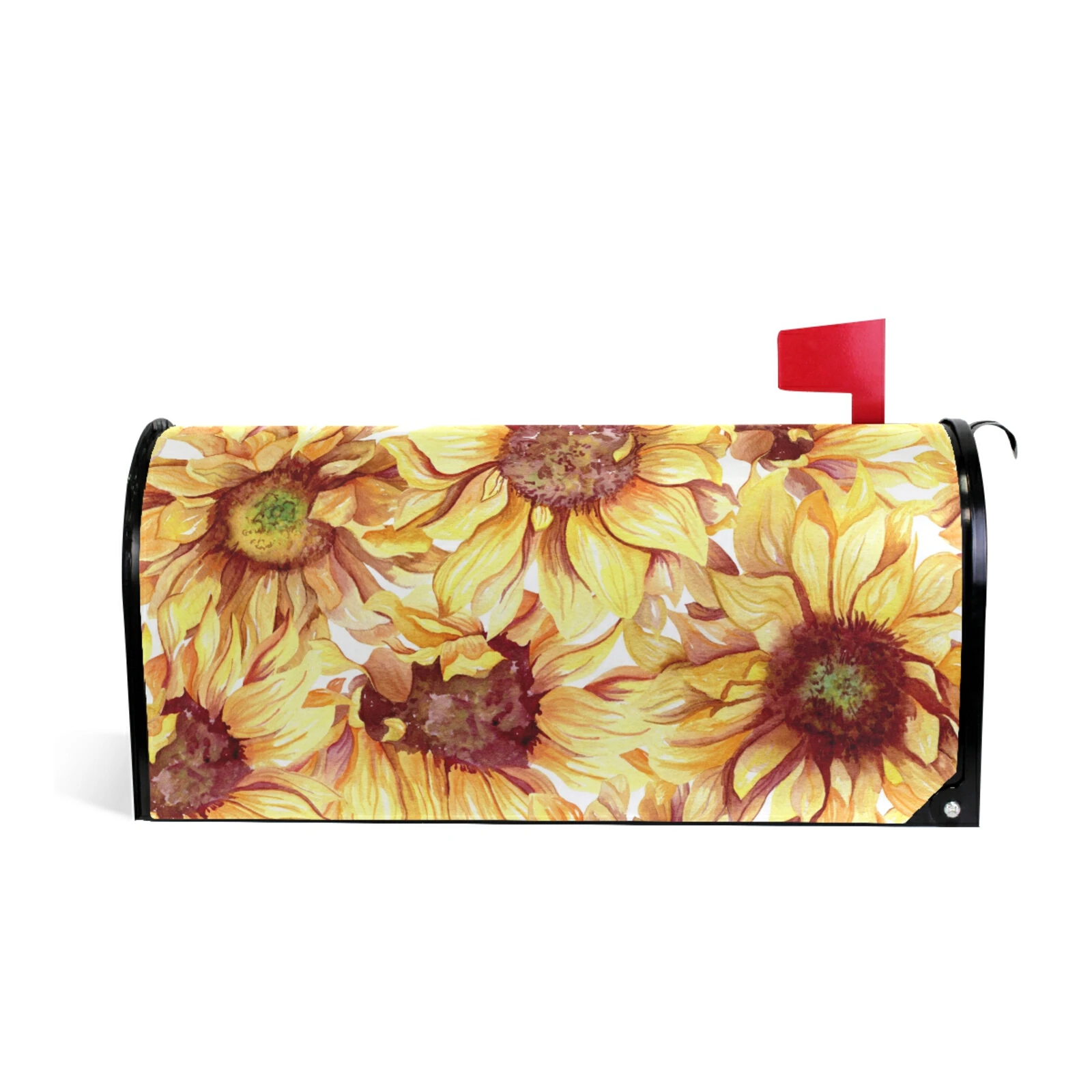 

Sunflower Retro Floral Magnetic Mailbox Cover Waterproof Standard Size Mailbox Wrap Letter Post Box Cover Farmhouse Garden Decor