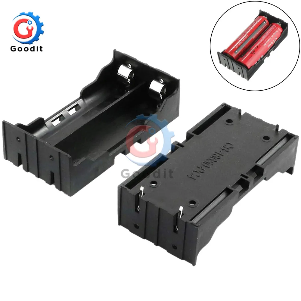 2 Slots 3.7V 18650 Lithium Battery Storage Box Holder Plastic Batteries Case with Pin