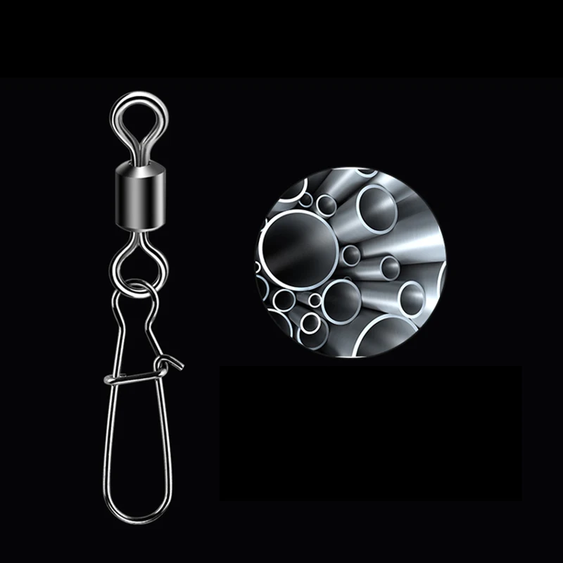 50pcs/1box 2 #3 #4 #6 #8 # To14 # connettore da pesca cuscinetto a perno rotolamento girevole in acciaio inossidabile con moschettone richiamo