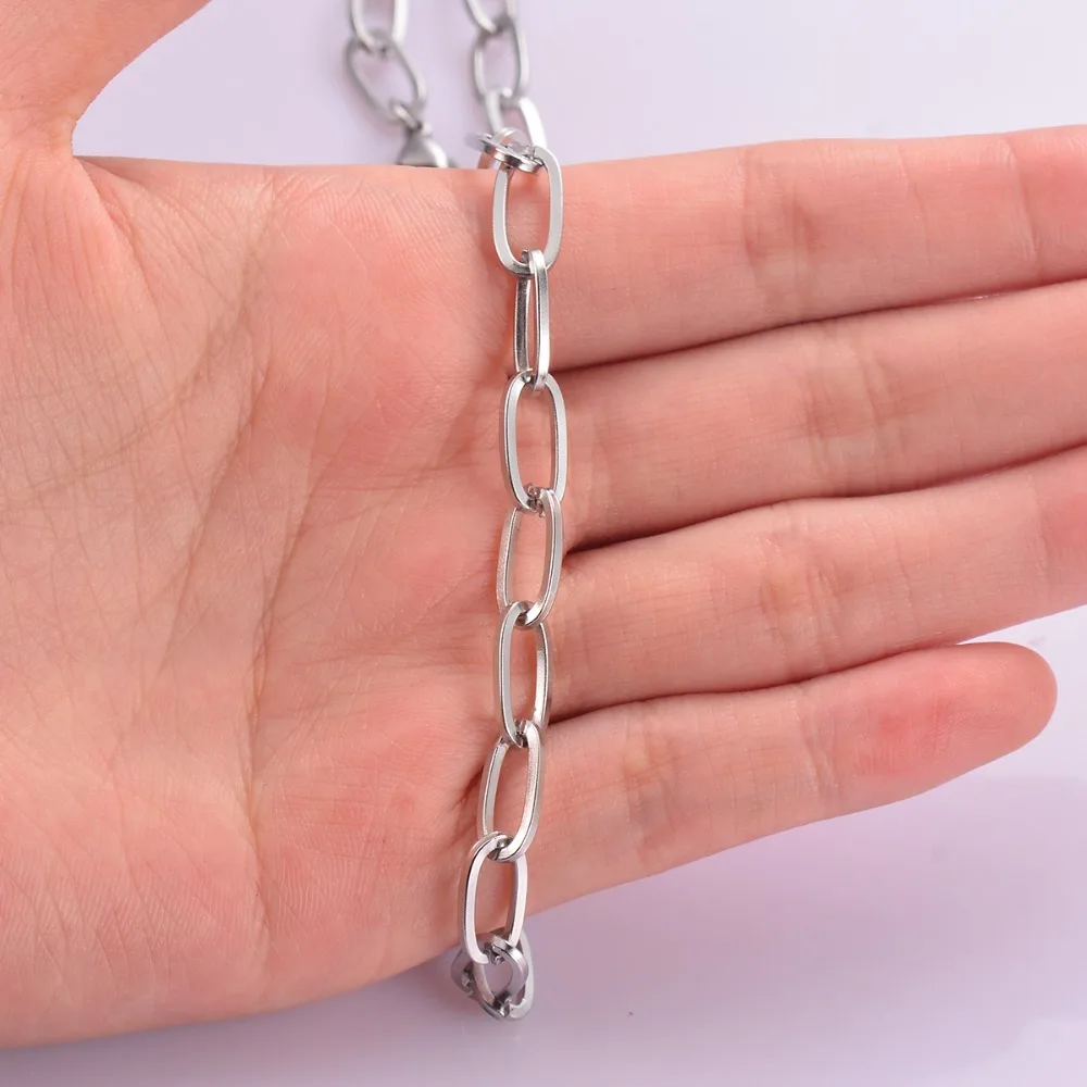 Großhandel 2 Meter/Packung Breite 6mm*12mm Edelstahl Ovalgliederkette O-Kreuzkette für DIY-Schmuckherstellung – Detail 3
