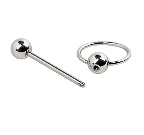 

LOT50pcs Body Jewelry-Surgical Steel Tongue Ring Bar Barbells 14G~1.6MM Nipple Shield Bar Body piercing Jewelry