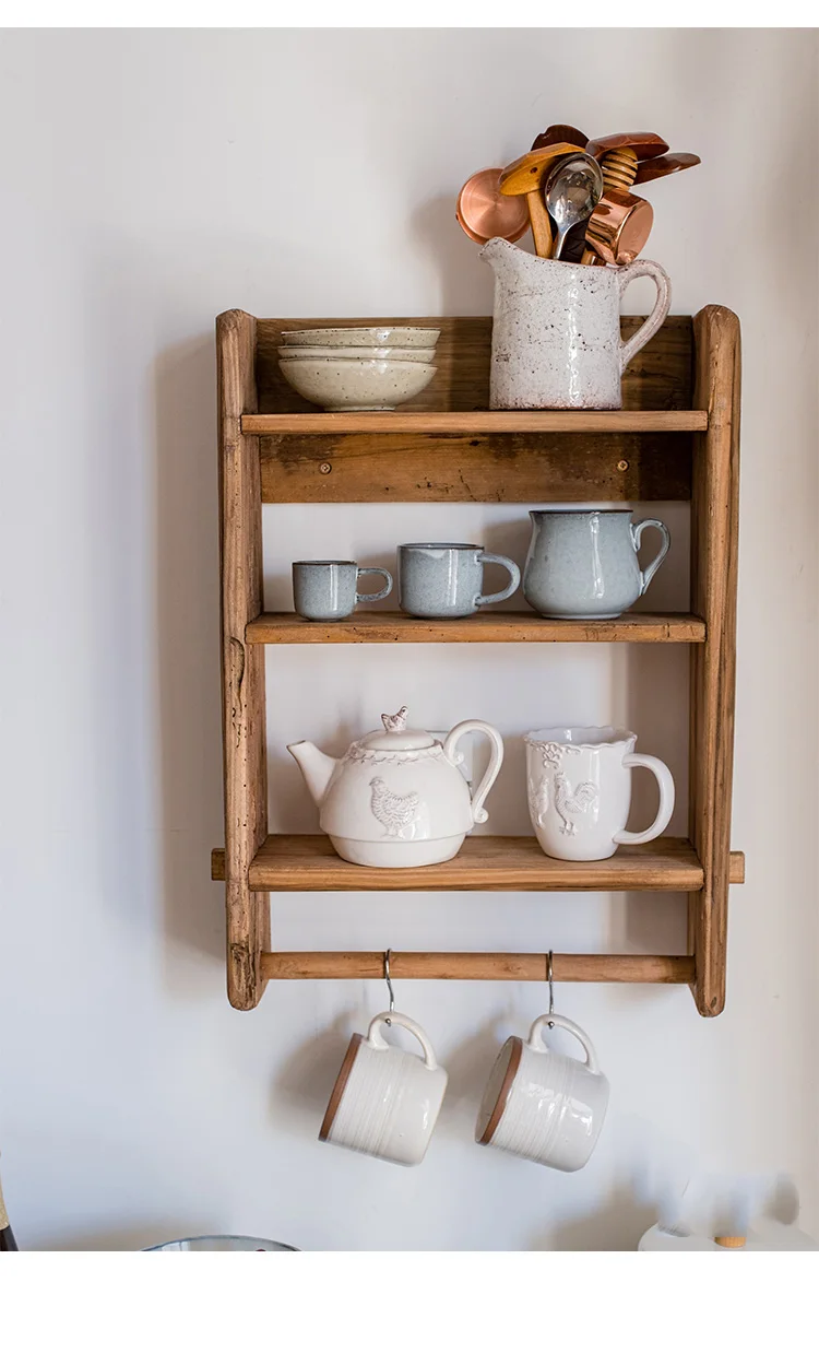 3 Tier Hand Crafted Old Pine Hanging Wooden Shelves