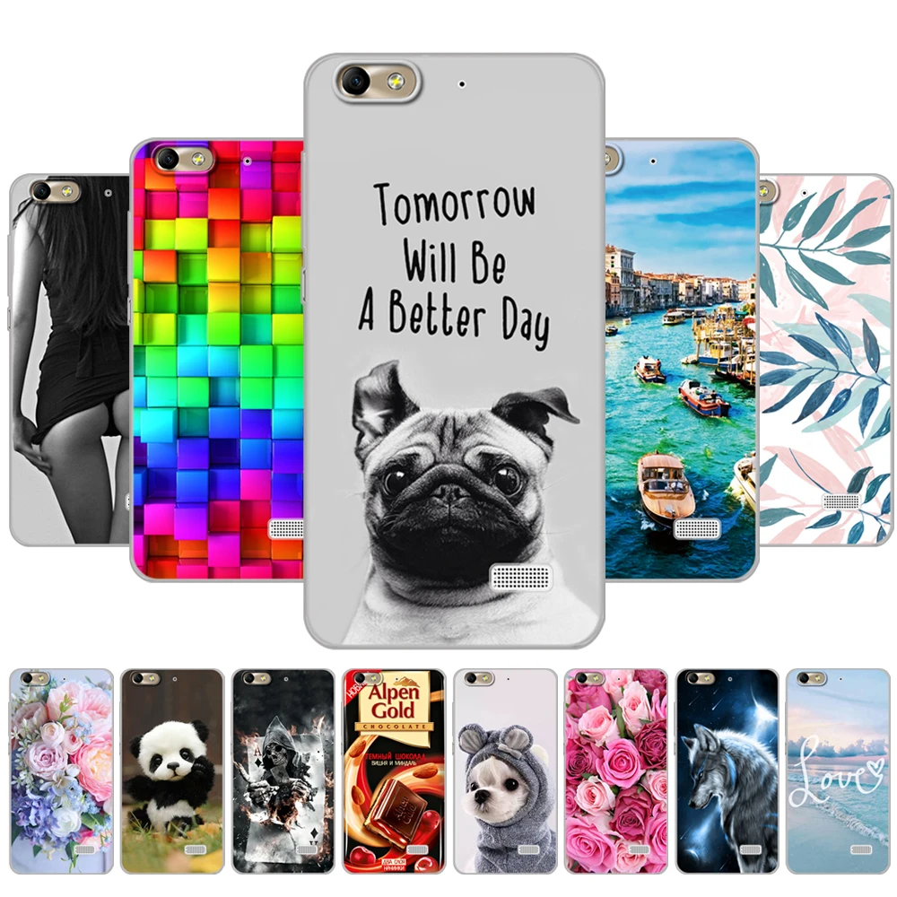 For Huawei Honor 4C Case Silicon Soft TPU Back Phone Cover for huawei honor 4c Full 360 Protective Coque Bumper Printing Clear