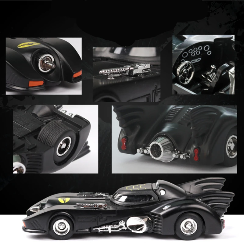 Classic Movie Car Batmobile Car Alloy Car Model Diecast Metal Bat Car Model Collection Sound and Light Simulation Kids Toys Gift