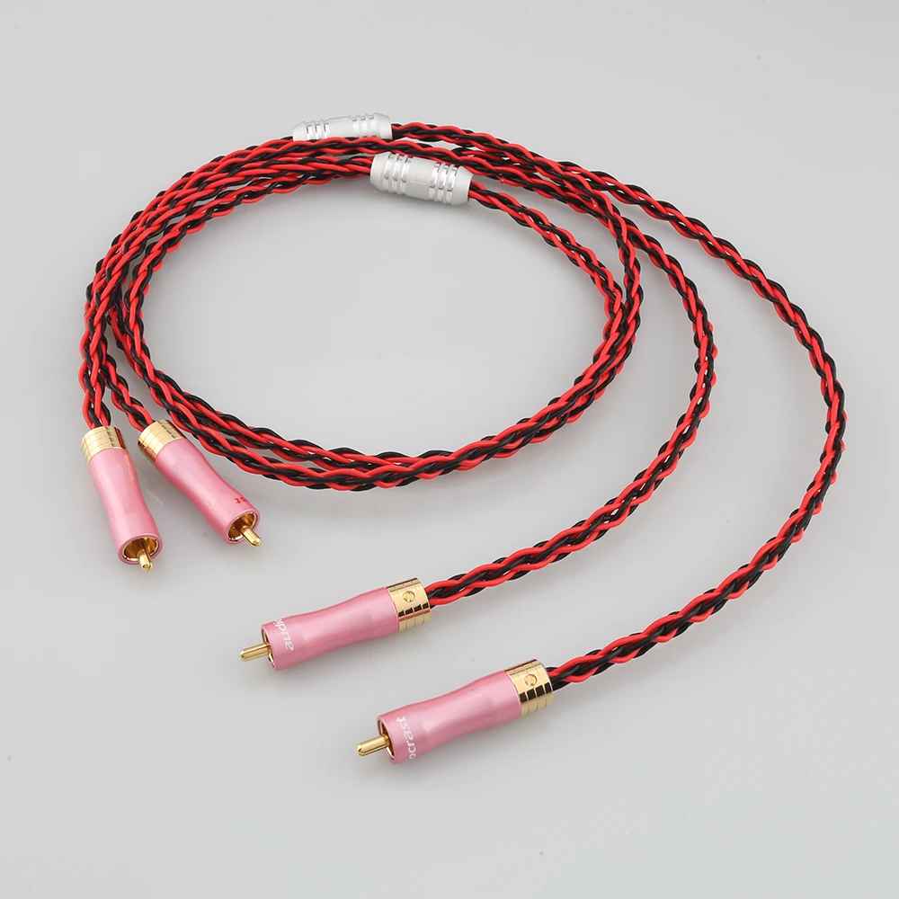 

High Fidelity Audiocrast 6AG Silver Plated Audiophile 2RCA Male to 2RCA Male Stereo Audio Cables HIFI