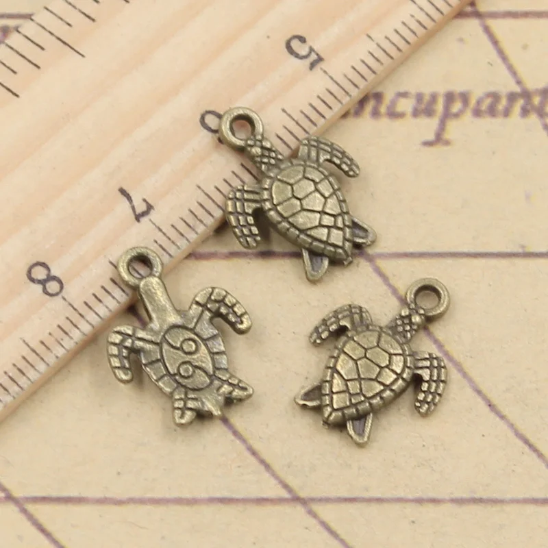 20pcs Charms Turtle Tortoise Sea 16x12mm Tibetan Bronze Silver Color Pendants Antique Jewelry Making DIY Handmade Craft Pendant