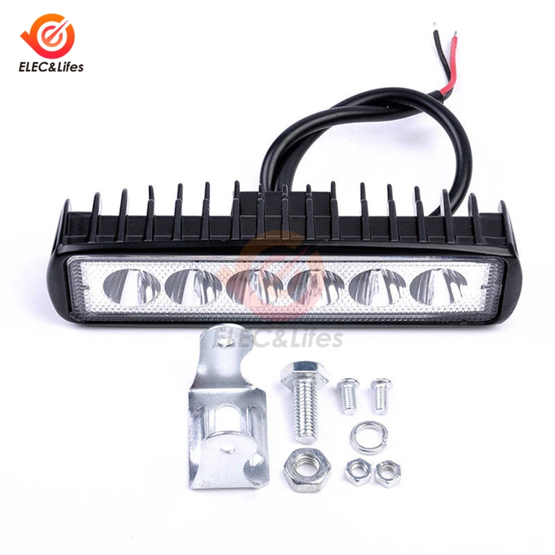 6 inch 12V 18W 6 LED Offroad Car Work Light Spotlight Daytime Running Light 6*3W Flood Beam For Jeep 4x4 ATV 4WD SUV Car Styling