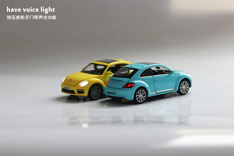 Car Model for Volkswagen Beetle GSR 1:32 Pull Back Acousto-optic Alloy Discast Street Metal Business Cars Model Children Toy