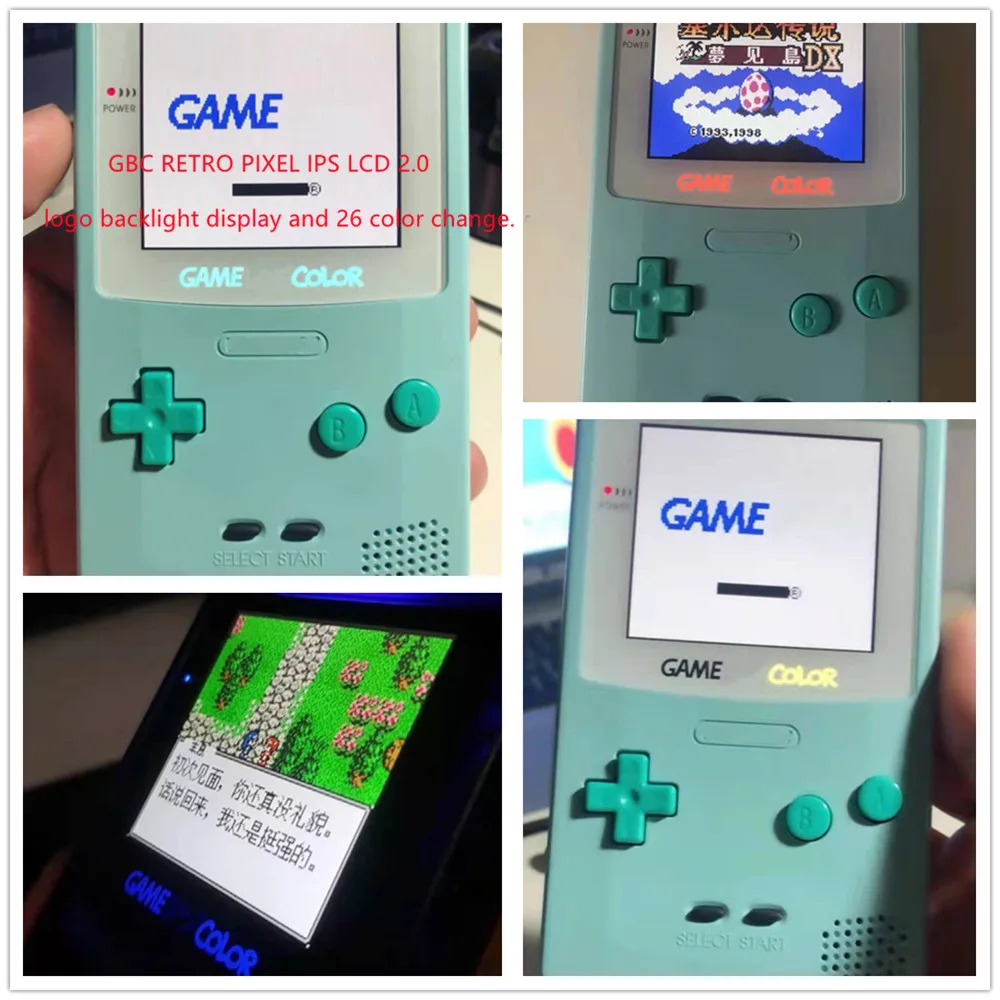 FUNNYPLAYING FOR GBC RETRO PIXEL IPS LCD KIT 2.0 High Light Backlight Display Laminated Panel and Lens Adjustable Gameboy Color