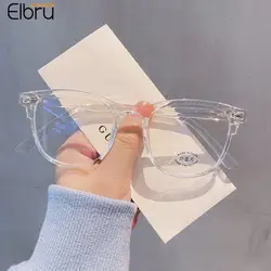 Elbru-Lunettes de Myopie Anti-Lumière Bleue pour Homme et Femme, Ultralégères, Transparentes, Rondes, Unisexe, Dioptrie de 0 à-600