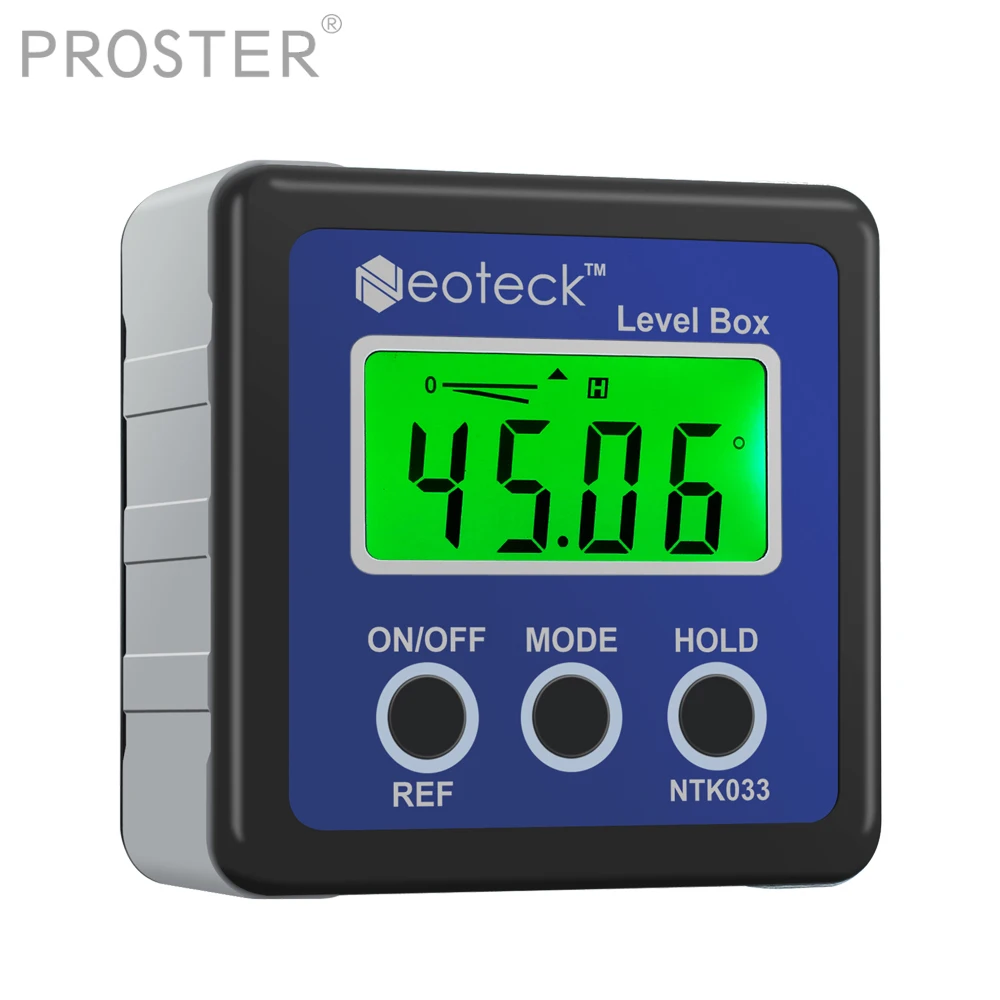 PROSTER Base magnetica angolo digitale livello smussatura scatola goniometro inclinometro 4*90 gradi strumento di misura impermeabile IP54