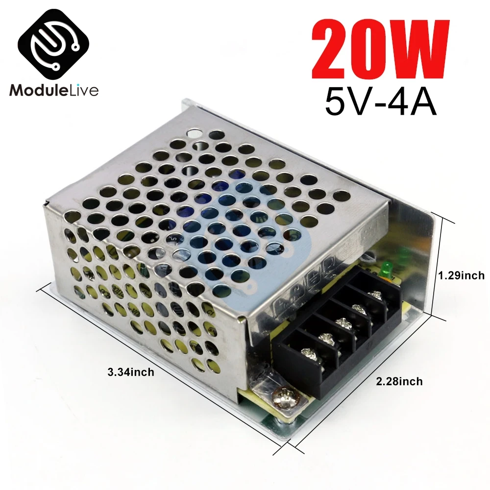 DC 5V 4A 20W Power Supply Lighting Transformer For LED Strip Light Switching Power Adapter Driver