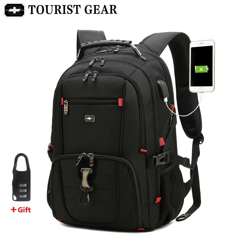 men\'s swiss backpacks travel bag business anti theft backpack men mochila USB Charging 15.6 17 inch Laptop Backpack waterproof