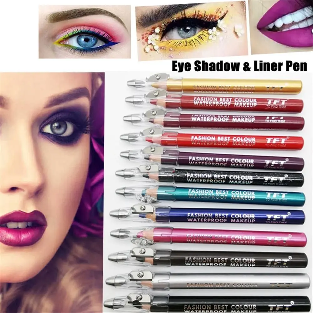 Sale Glitter Colourful Long Lasting Eye Shadow&Liner Pen Matte Waterproof Eyeliner Pencil with Sharpener Highlighter Pigment