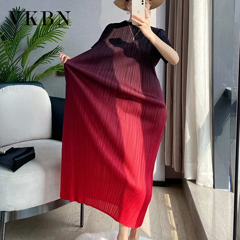 

VKBN Summer Dresses Woman Folds Pullover Print Party Night Empire Short Sleeve Maxi Dress Elegant Vestidos De Fiesta