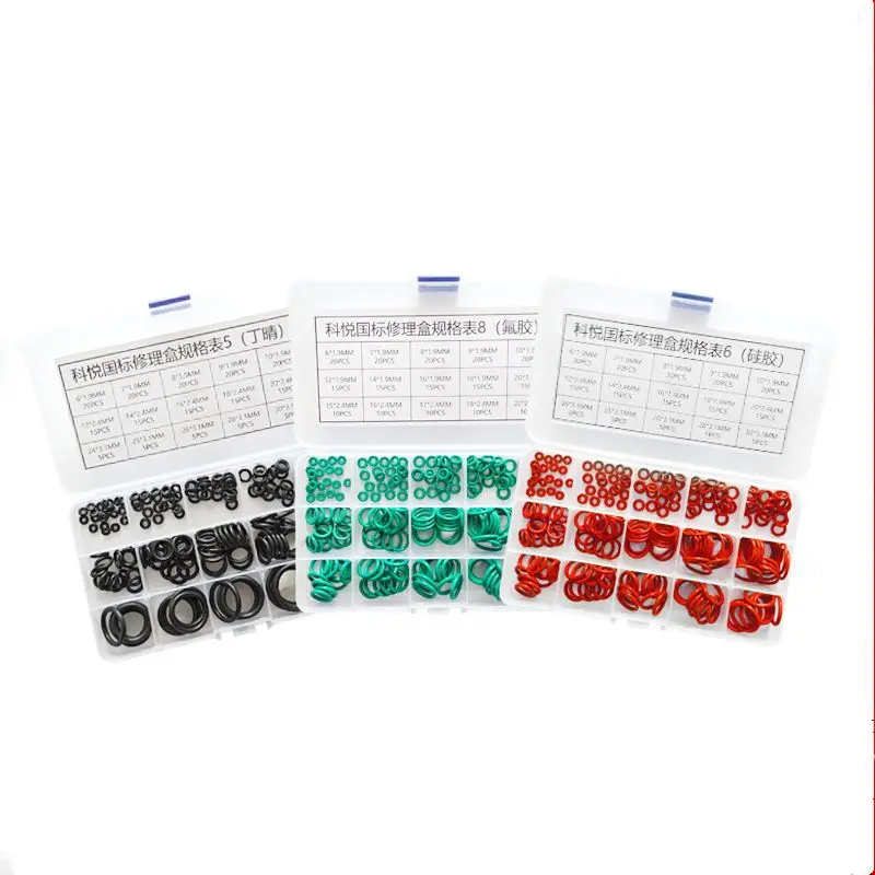 150pcs Fluorine Rubber O-Ring Kit  15 Different Sizes Green Fluorine Rubber O-rings  Sealing Gaskets Washers
